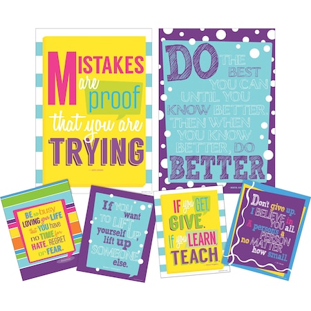 Barker Creek Keep On Trying Motivational Art Prints & Posters Set, 6/Set 4209